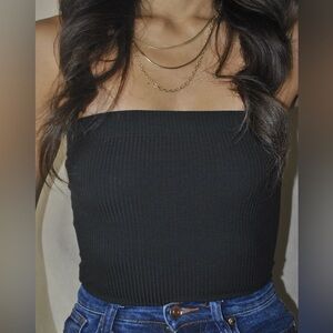 Black Ribbed Bodysuit